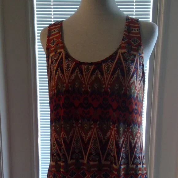 T-Bags Los Angeles Womens Long Beautiful Aztec Design Maxi Tank Dress - Picture 11 of 16